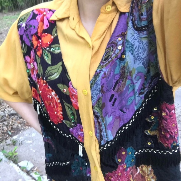 Vintage mustard shirt with vest - Picture 3 of 4
